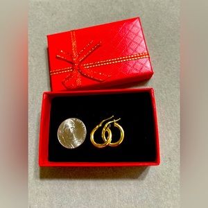 SALE - 18K Saudi Gold Small Loop Earrings